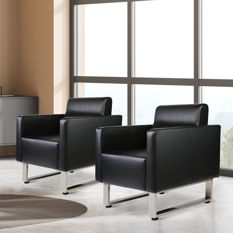 Orren Ellis Angelisse Faux Leather Seat Reception Chair with Metal Frame Reviews Wayfair